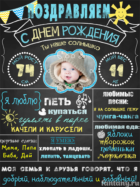 Плакат мелом "С Днем рождения" №9 для мальчика
