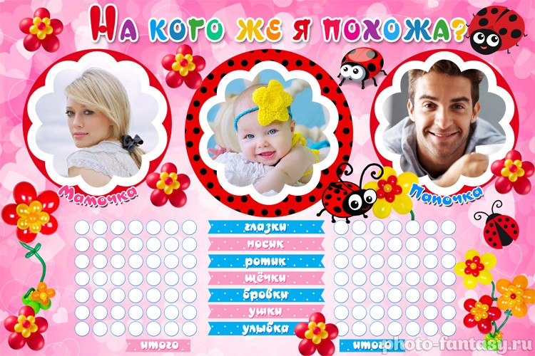 Плакат «На кого же я похожа» набор №3